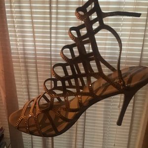 Cream rhinestone dressy heels